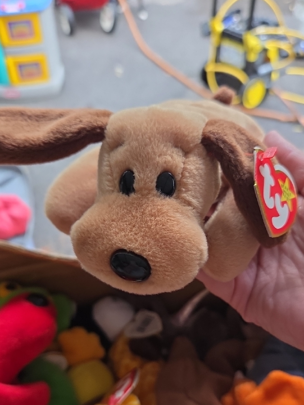 Ty Brown Puppy Beanie Plush with Black Eyes and Nose